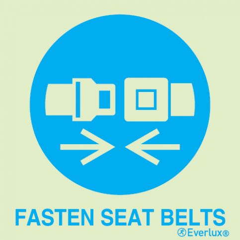Fasten seat belts IMO sign - with supplementary text | IMPA 33.5100 - S 01 01