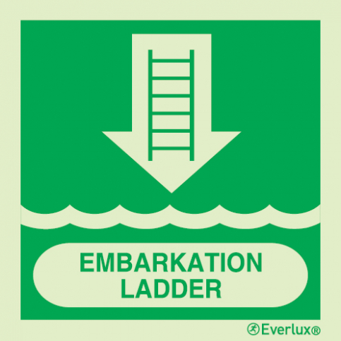 Embarkation ladder IMO sign with supplementary text|IMPA 33.4104 - S 02 55