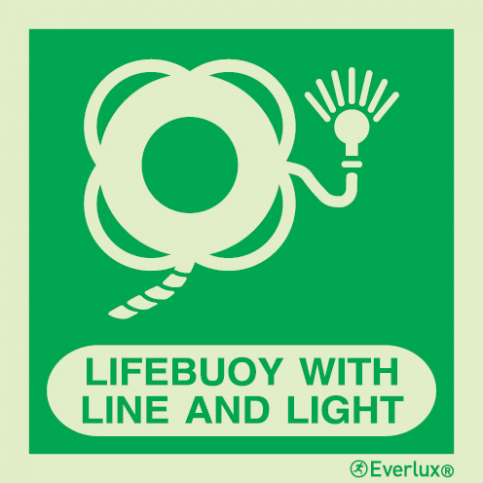 Lifebuoy with line and light IMO sign with supplementary text |IMPA 33.4134 - S 02 61