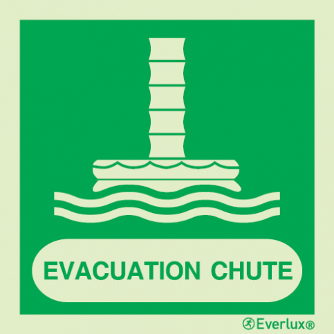 Marine evacuation chute system IMO sign with supplementary text | IMPA 33.4120 - S 02 74