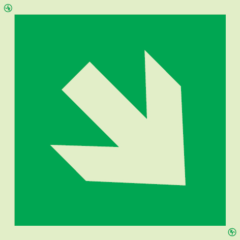 Safe condition directional arrow sign - 45&deg; angle |IMPA 33.4421 - S 03 65