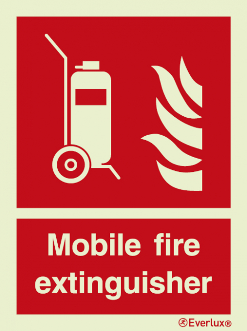 Mobile fire extinguisher sign with supplementary text - S 16 74