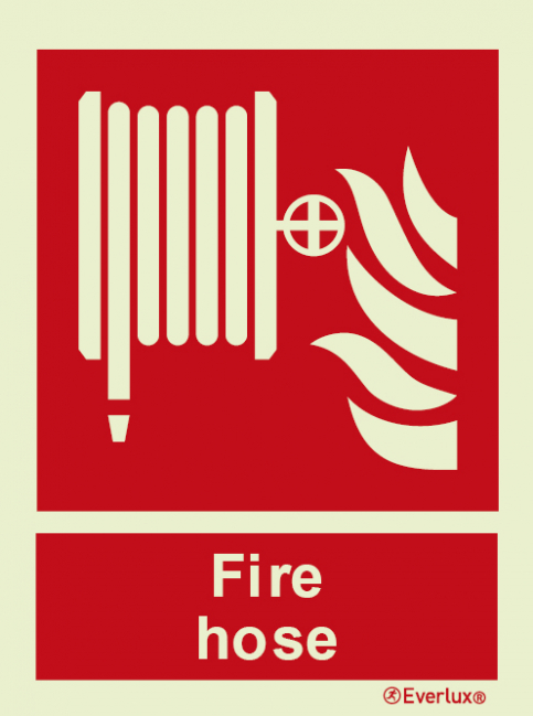 Fire hose reel sign with supplementary text | IMPA 33.6122 - S 16 75