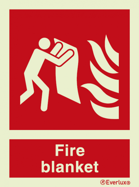Fire blanket sign with supplementary text - S 16 78