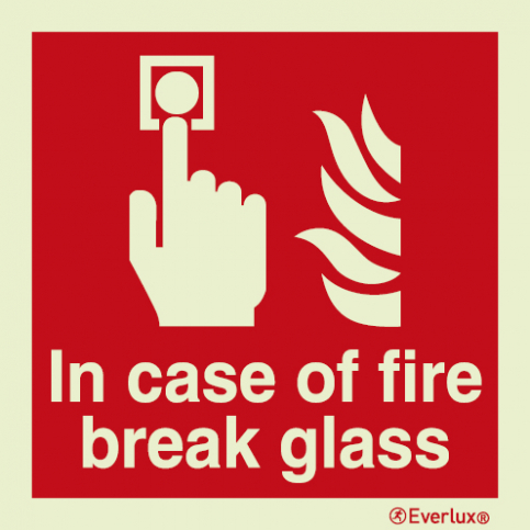 In case of fire break glass sign - S 18 04