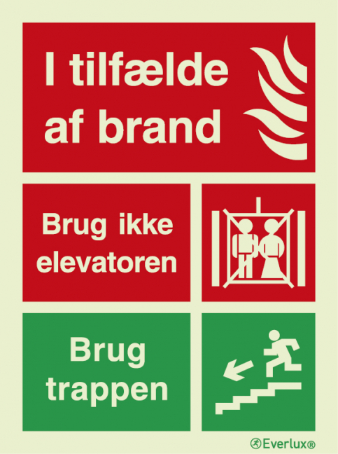 Lift - In case of fire do not use the lift - DK sign - S 18 49
