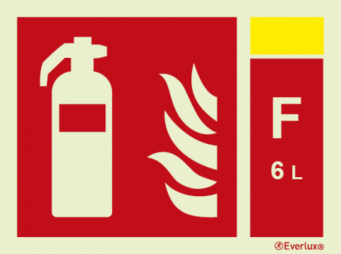 Fire extinguisher sign with integrated 6 L Foam fire extinguishing agent ID sign - S 22 06