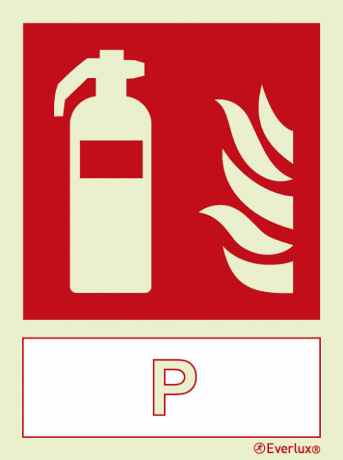Fire extinguisher sign with integrated Powder fire extinguishing agent ID sign - S 22 28