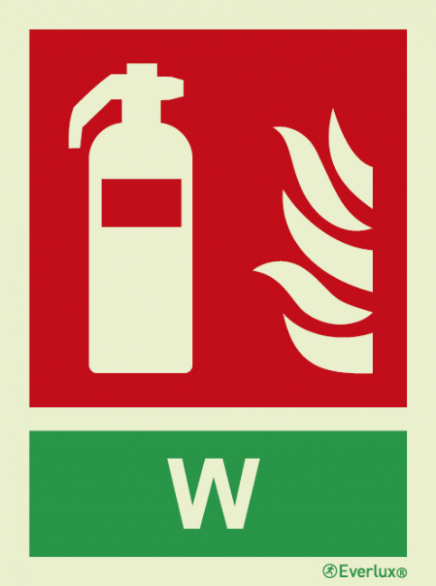 Fire extinguisher sign with integrated Water fire extinguishing agent ID sign - S 22 33