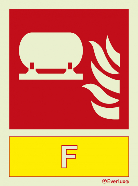 Fixed fire-extinguishing installation sign with with integrated Foam fire extinguishing agent ID sign - S 23 43