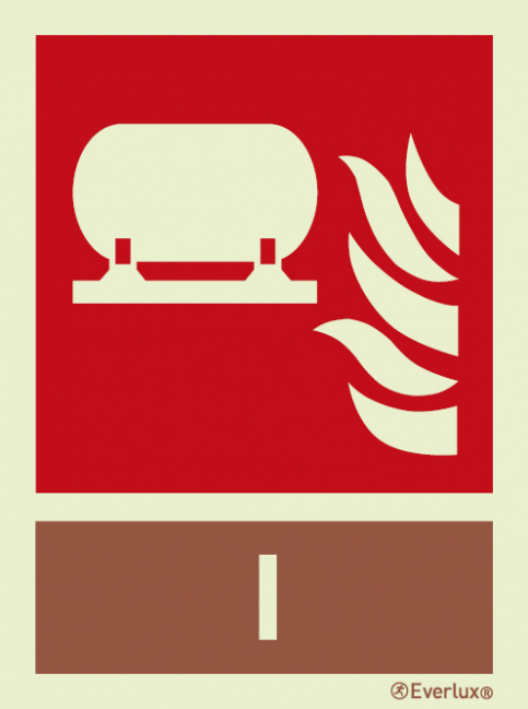 Fixed fire-extinguishing installation sign with with integrated Inergen fire extinguishing agent ID sign - S 23 46