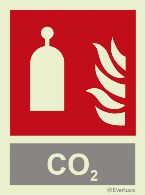 Remote release station signs with integrated CO2 fire extinguishing agent ID sign - S 23 61