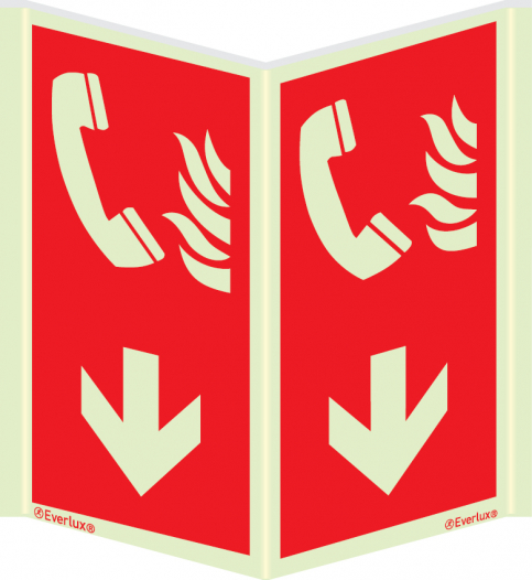 Fire emergency telephone with downward arrow sign - S 26 09