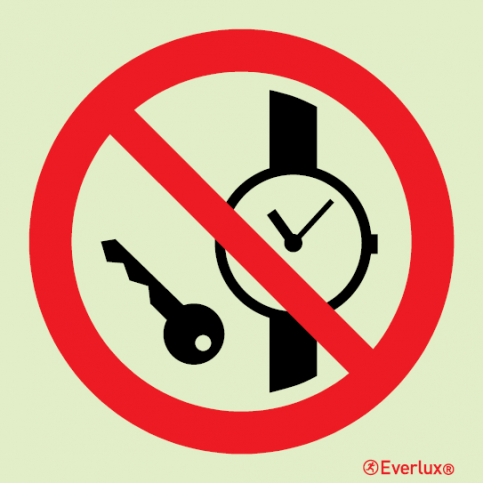 No metallic articles or watches - prohibition sign - S 38 08