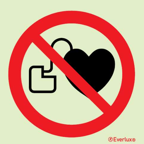 No access for people with active implanted cardiac devices sign - S 38 09