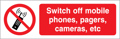 Switch off mobile phones, pagers, cameras, etc sign | IMPA 33.8570 - S 40 15