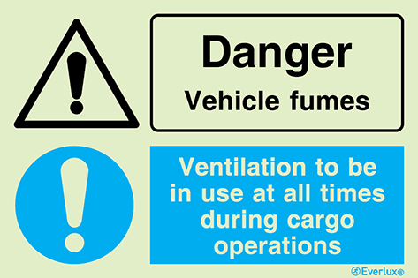 Danger vehicle fumes - warning and mandatory sign | IMPA 33.3103 - S 40 54