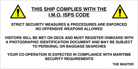 This Ship complies with IMO/ ISPS Code sign | IMPA 33.3140 - S 42 30