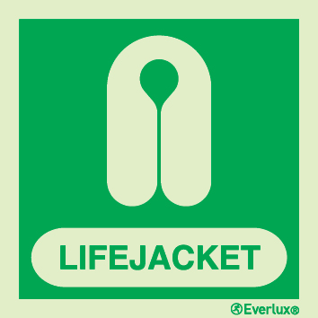 Lifejacket IMO sign with supplementary text - S 43 57