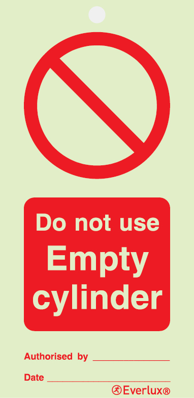 Do not use empty cylinder - prohibition temporary tie tag | IMPA 33.2529 - S 47 60