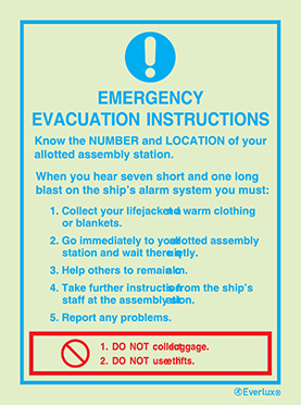 Emergency evacuation instructions | IMPA 33.5903 - S 61 06