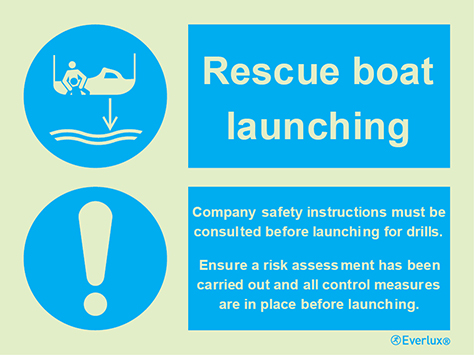 Rescue boat launching  Instruction Sign | IMPA33.5110 - S 61 09