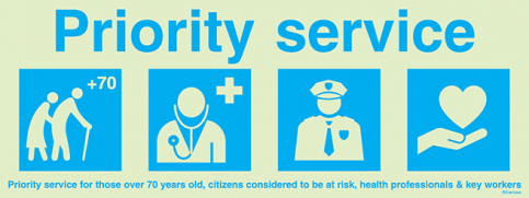 Priority service for risk groups, health professionals and other key workers sign - SC 132